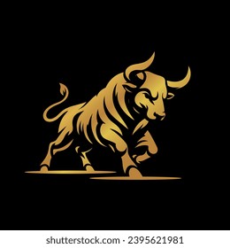 Golden bull isolated graphic design vector. Illustration vector logo.