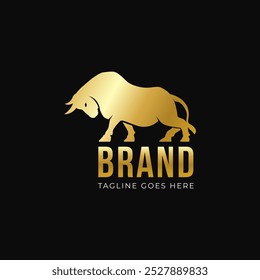 Golden Bull logotipo ícone design isolado no fundo escuro. vetor