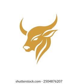 Golden Bull Logo Icon Vector Art Illustration