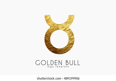 Golden bull. Golden zodiac sign. Bull zodiac