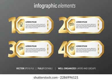 Golden business Infographic element with modern luxury design vector.
