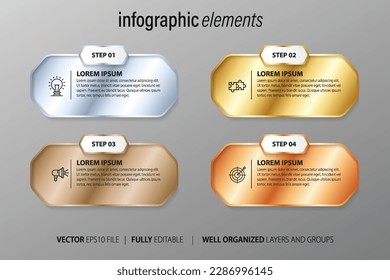 Golden business Infographic elemento con un moderno vector de diseño de lujo.
