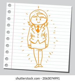 Golden businesswoman. Sketch style illustration.