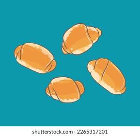 Golden butter rolls in vector illustration