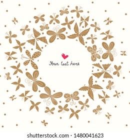 Golden butterflies. Elegant vector card.