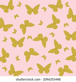 Golden butterflies on pale pink background