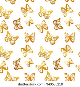 mariposas doradas, patrón transparente