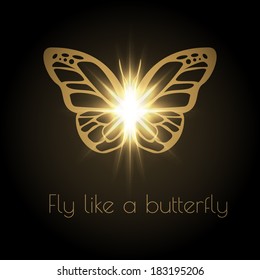 Golden butterfly background. Vector eps10