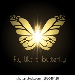 Golden butterfly background. Vector eps10