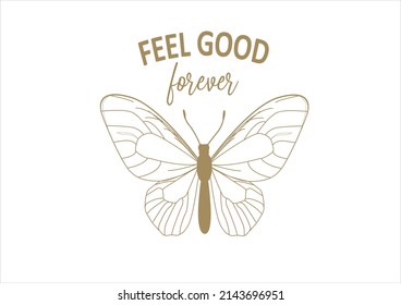 golden butterfly feel good hand drawn design