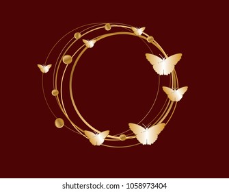 Golden butterfly frame