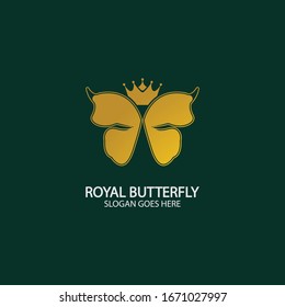 Golden Butterfly logo. Royal butterfly logotype