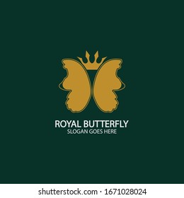 Golden Butterfly logo. Royal butterfly logotype