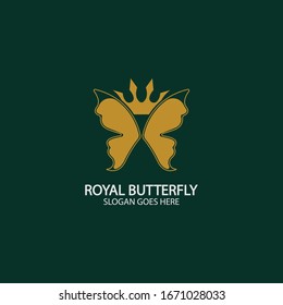 Golden Butterfly logo. Royal butterfly logotype