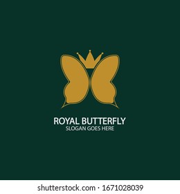 Golden Butterfly logo. Royal butterfly logotype