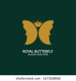 Golden Butterfly logo. Royal butterfly logotype
