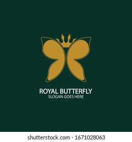 Golden Butterfly logo. Royal butterfly logotype