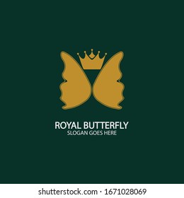 Golden Butterfly logo. Royal butterfly logotype
