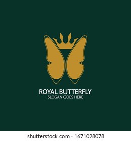 Golden Butterfly logo. Royal butterfly logotype