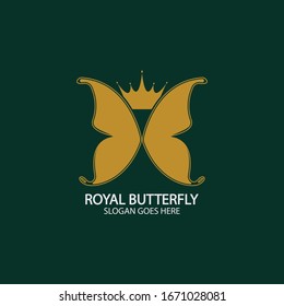 Golden Butterfly logo. Royal butterfly logotype