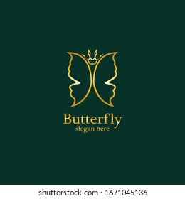 Golden Butterfly logo. Royal butterfly logotype