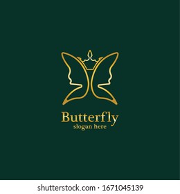 Golden Butterfly logo. Royal butterfly logotype