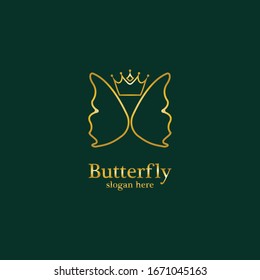 Golden Butterfly logo. Royal butterfly logotype