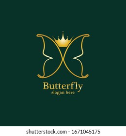 Golden Butterfly logo. Royal butterfly logotype