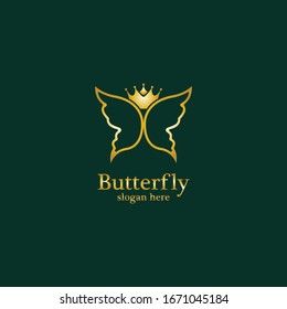 Golden Butterfly logo. Royal butterfly logotype