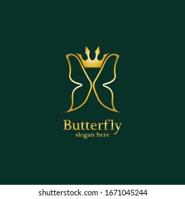 Golden Butterfly logo. Royal butterfly logotype