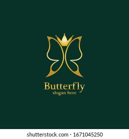 Golden Butterfly logo. Royal butterfly logotype