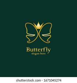 Golden Butterfly logo. Royal butterfly logotype