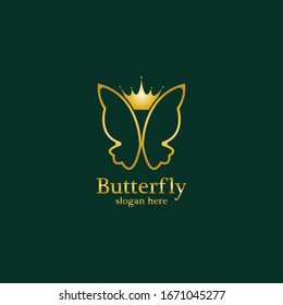Golden Butterfly logo. Royal butterfly logotype