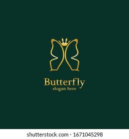 Golden Butterfly logo. Royal butterfly logotype