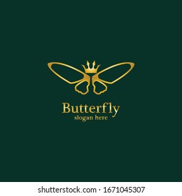 Golden Butterfly logo. Royal butterfly logotype