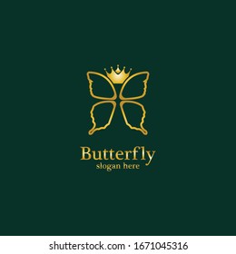 Golden Butterfly logo. Royal butterfly logotype