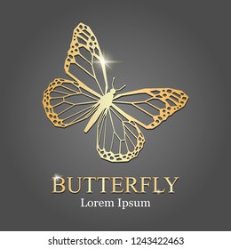 golden butterfly logo. Vector. Golden butterfly silhouette. company logo