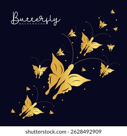 Golden Butterfly Swarm on Dark Background