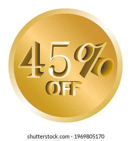 Golden button with a 45% discount percentage