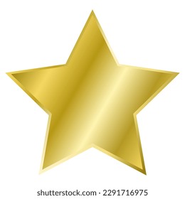 Golden button in the form of a star. 3d golden star. Vector