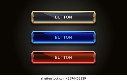 Golden button, frame label, event bar casino. Vector illustration