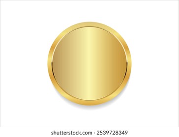 Golden button with gold frame isolated