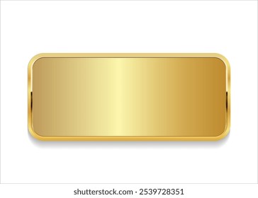 Golden button with gold frame isolated
