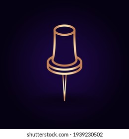 Golden button icon. Golden shiny modern element. Vector sticker. School topics. Part of the set. Vector illustration of EPS 10.