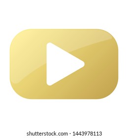 golden button with play icon on vector illustration