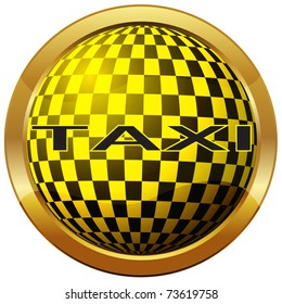 Golden button Taxi sign.Vector