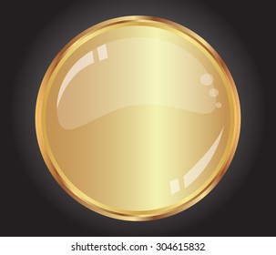 Golden button.Golden label.Vector illustration.