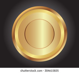Golden button.Golden label.Vector illustration.