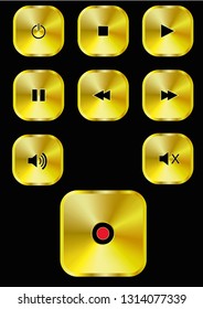 golden buttons play pause record