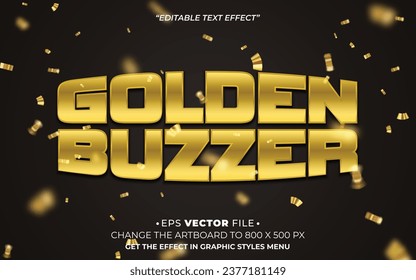 Golden Buzzer editable text effect vector template